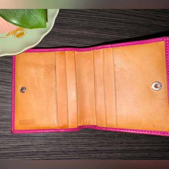 Pre loved. Coach Signature Collection Bi-Fold Compact Wallet pink - Picture 14 of 16